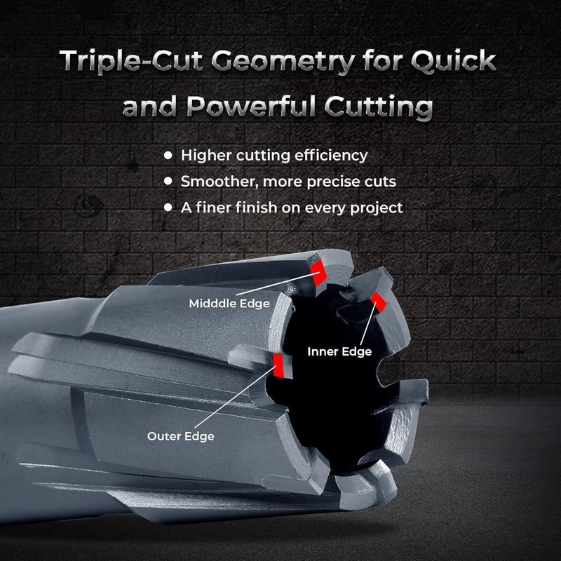 MDBTTOOLS TCT Annular Cutter, 1-3/8" Diameter and 2INCH Depth, Universal Shank Compatible with 3/4" Weldon Shark and Other Standard Tool Holder - Image 3